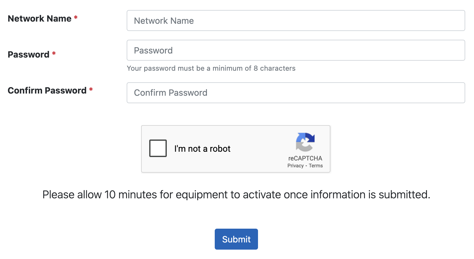 Wi-Fi setup screen